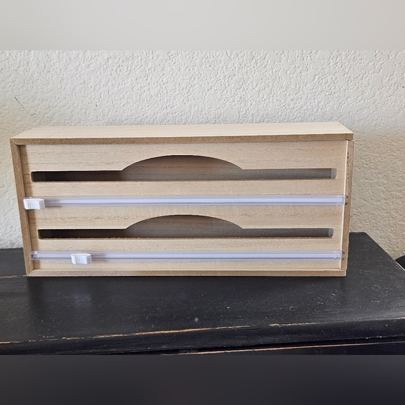 2 in 1 Foil and Plastic Wrap Wood Drawer Organizer or Hanging w/ Cutter kitchen - Picture 1 of 8